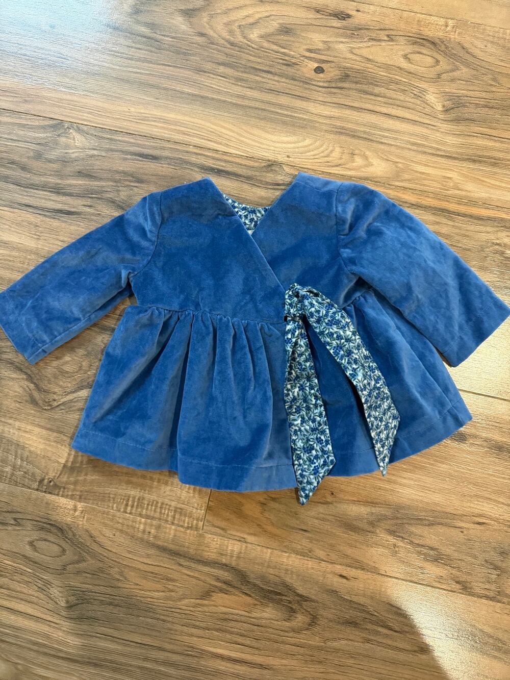 Thimble Collection Girls 3-6m dress navy Girls Sweater Dress Velvet Velour